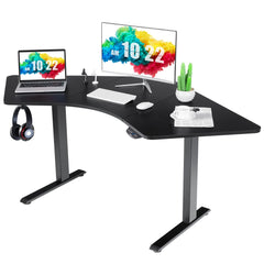 Tangkula Large L Shaped Dual Motor Standing Desk, 72" Electric Height Adjustable Stand Up Desk with 3 Memory Positions