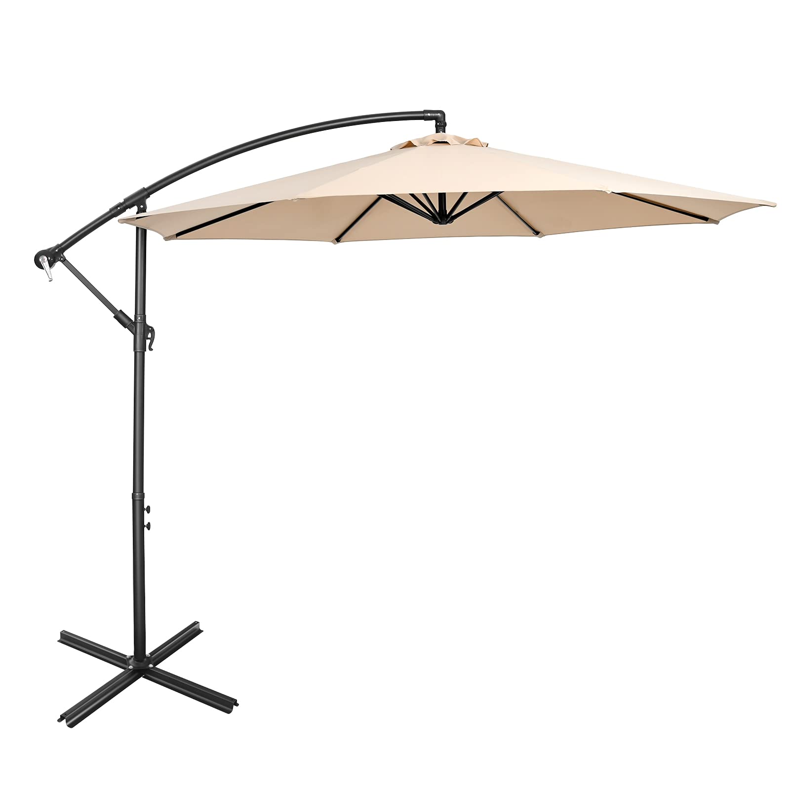Tangkula 10 ft Patio Offset Umbrella with 8 Ribs, Outdoor Cantilever Umbrella, Beige Tangkula 10 ft Patio Offset Umbrella with 8 Ribs, Outdoor Cantilever Umbrella, Beige