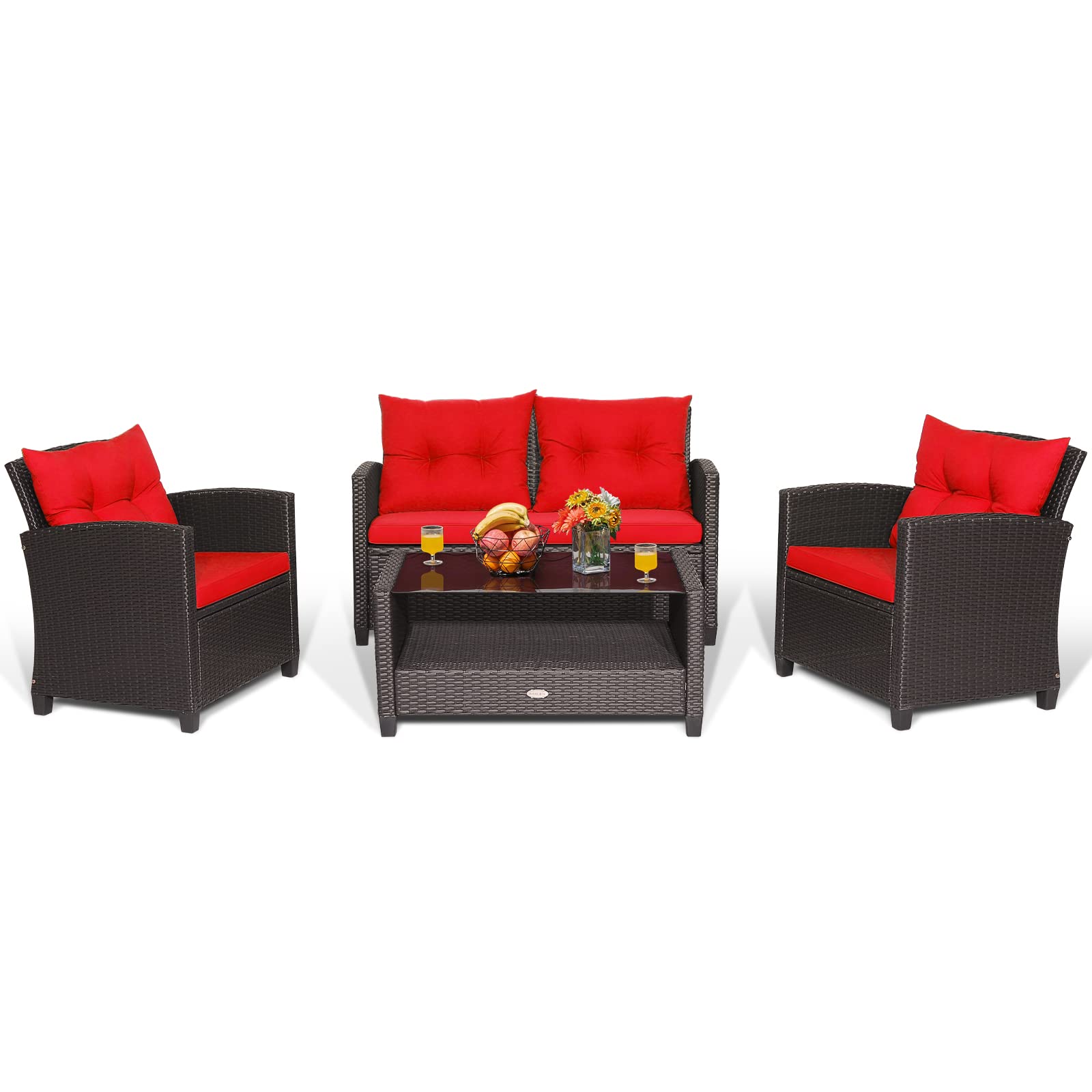 4 or 8 piece Patio Furniture Set - Tangkula