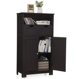 Tangkula Bathroom Floor Cabinet, Storage Cabinet w/One Open Shelf Two Doors and Two Adjustable Drawers, Standing Cupboard for Kitchen