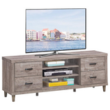 Tangkula Farmhouse TV Stand, Retro Wood Universal Stand for TV's up to 65" Flat Screen, 4 Drawers & 3 Open Shelves with 7 Adjustable Heights