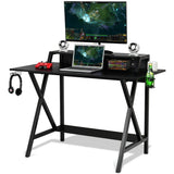 Tangkula Gaming Computer Desk with Monitor Shelf, Gaming Table Workstation with Cup Holder