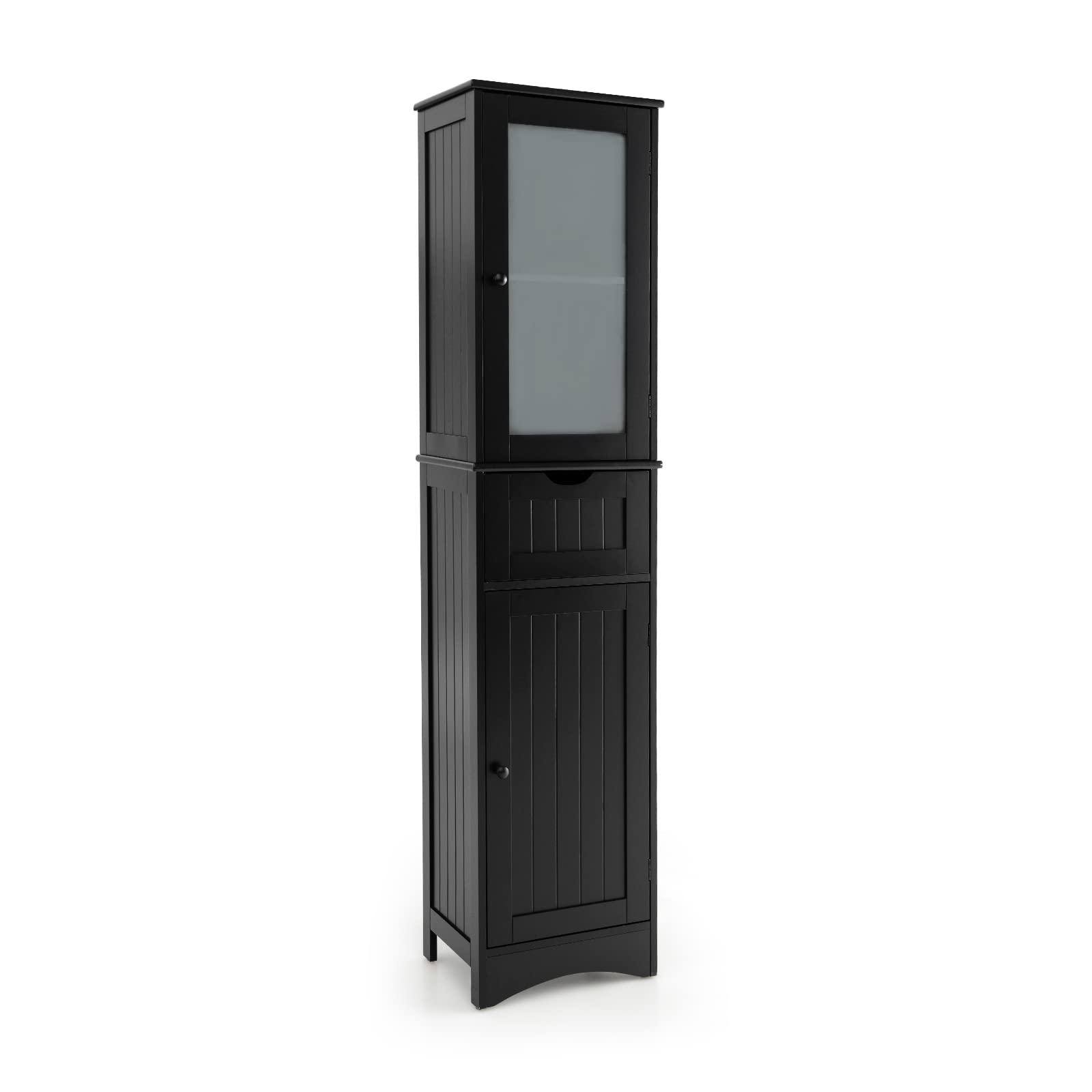 67" Tall Bathroom Storage Cabinet, Black - Tangkula