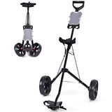 Tangkula Golf Push Pull Cart, Lightweight Foldable 2 Wheels Push Pull Golf Cart Trolley, Walking Push Golf Cart
