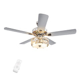 Tangkula Ceiling Fan with Crystal Light, 52 Inches Classical Ceiling Fan with Remote Control & 5 Iron Reversible Blades