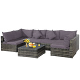 7-Piece Patio Furniture Set, Outdoor Sectional PE Rattan Sofa Set