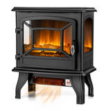 Tangkula 20 Inches Freestanding Fireplace Infrared Heater with Adjustable Thermostat and Realistic Flame Effect 1400W Indoor Space Heater
