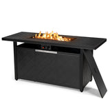 Tangkula 57 Inches Propane Fire Pit Table, Patiojoy 50,000 BTU Outdoor Rectangular FirePit Table