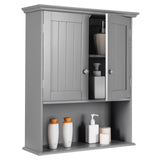 Tangkula Wall Mount Bathroom Cabinet Wooden