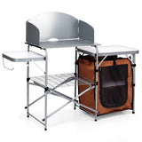 Folding Camping Kitchen Table, Windscreen, Cook Station