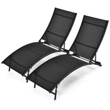 Tangkula 2 Pieces Patio Chaise Lounge Set, Foldable and Stackable Lounger Chairs
