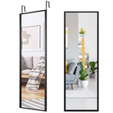 Tangkula Full Length Door Mirror Wall Mirror, 42''x 14'' Over The Door Mirror with 2 Sets of Height Adjusting Hanging Hooks