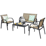 4 Piece Patio Furniture Outdoor Sofa Garden Lawn Sectional Conversation Set Outdoor Garden