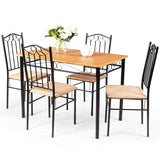Tangkula 5 Piece Dining Table Set Vintage Wood Top Padded Seat Dining Table and Chairs Set