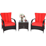 Tangkula 3-Piece Patio Conversation Set, Outdoor Wicker Furniture Set