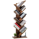 Tangkula 55-Inch Tree Bookshelf, 9-Shelf Free Standing Tree Bookcase(Rustic Brown)