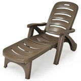 Outdoor Chaise Lounge Chair, Adjustable 5-Posistion Recliner Chair with Built-in Wheels