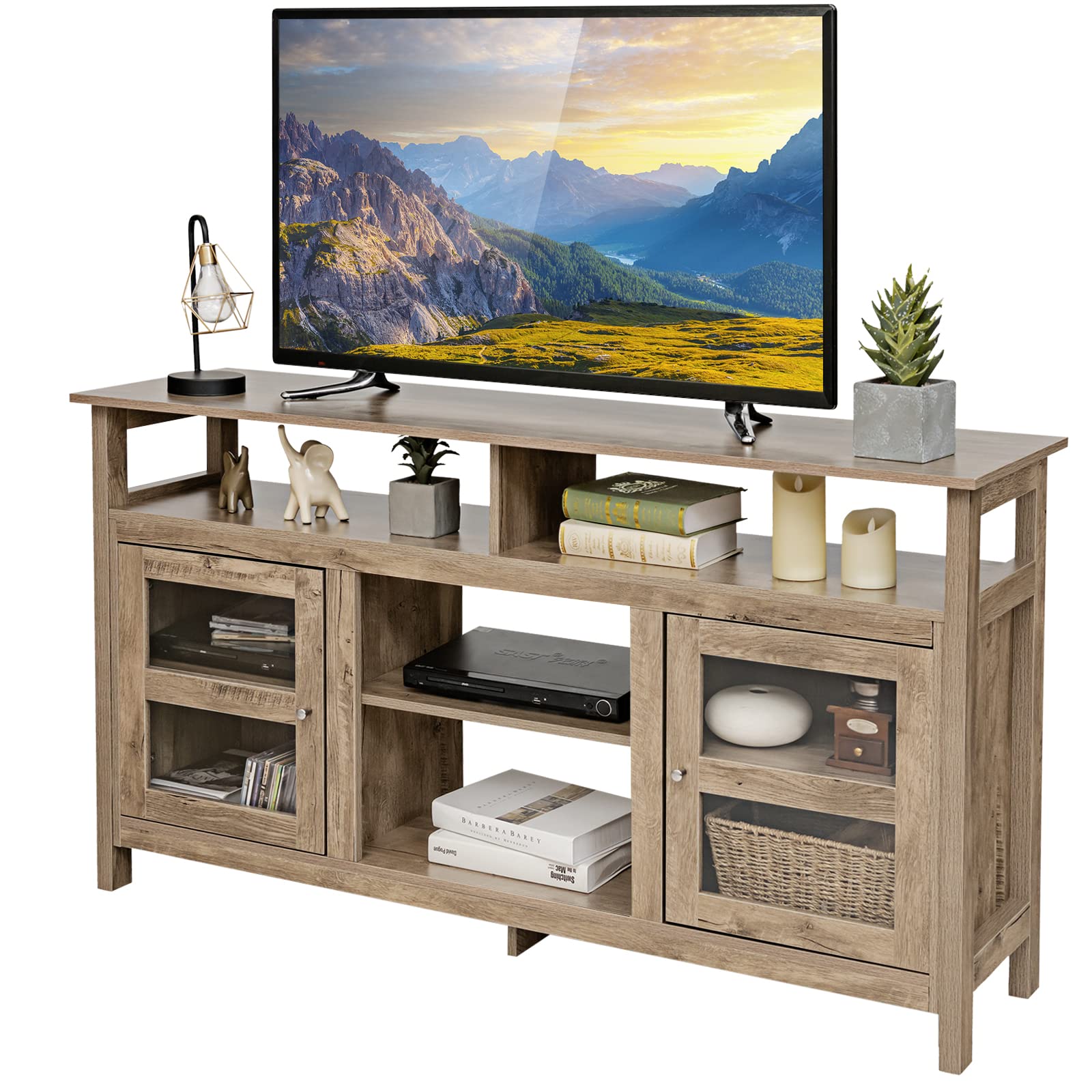 Tangkula wood tv shop stand