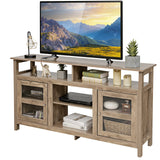 Tangkula Farmhouse TV Stand for TVs up to 65" Flat Screen, Wooden TV Console Table w/2 Cabinets & 4 Shelves