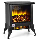 Tangkula 18 Inches Electric Fireplace Stove, 1400W Freestanding Fireplace Heater w/ Realistic Flame Effect, Adjustable Temperature