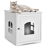Tangkula Cat Litter Box Enclosure, Decorative Cat House Side Table