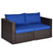 Wicker Loveseat 2 Piece, Navy- Tangkula