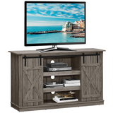 Tangkula TV Stand up to 60 Inches, Farmhouse Wood TV Stand with Sliding Barn Doors