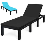 Tangkula Patio Wicker Lounge Chair, Outdoor Rattan Adjustable Reclining Backrest Lounger Chairs