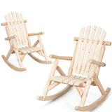 Tangkula Log Rocking Chair, Outdoor Wood Porch Rocker Chair(1 & 2, Natural)