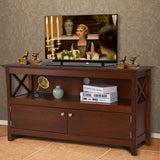 Wooden TV Stand for TVs Up to 50 Inch, X Shape Console Storage Cabinet