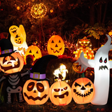 Tangkula 7.5 FT Halloween Inflatable Pumpkin Patch with Ghost, Skeleton & Witches Hats