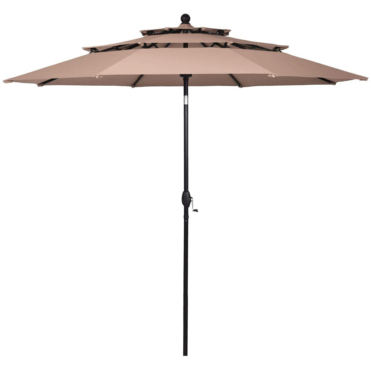 10 ft 3 Tier Patio Umbrella, Outdoor Umbrella W/Double Vented, Beige