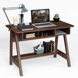 Tangkula Mid Century Writing Desk with Storage Cubes & Hidden Compartment