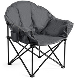 Tangkula Oversized Camping Chair, Outdoor Padded Folding Chair with Cup Holder