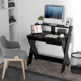 Tangkula Computer Desk with Storage Drawer, Small Writing Desk with Monitor Stand Riser