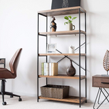 Tangkula 5-Tier Bookcase, Rustic Industrial Bookshelf
