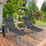 Tangkula Outdoor Aluminum Chaise Lounge Chair with Wheels