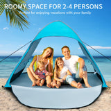 Tangkula 2-4 Person Pop up Beach Tent, UPF50+ Beach Sun Shade with Carrying Bag