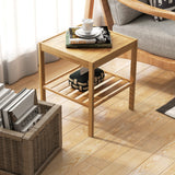 Tangkula Bamboo Nightstand Set of 2