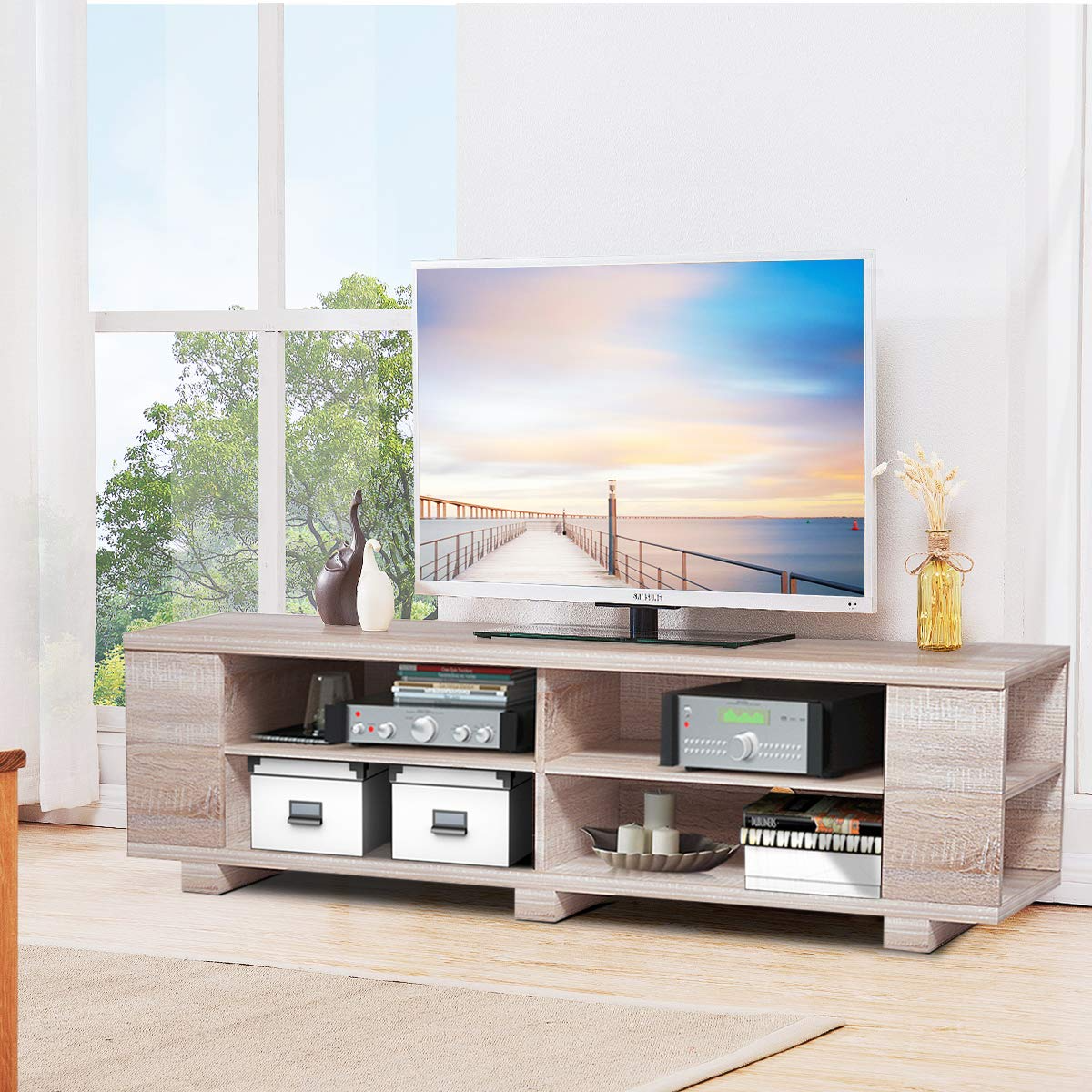  Wood TV Stand for TVs up to 65 Inch - Tangkula