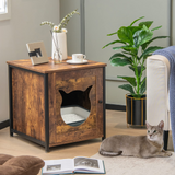 Tangkula Cat Litter Box Enclosure, Cat House End Table Nightstand