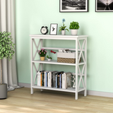 Tangkula 3-Tier Bookshelf, Vintage Wooden Bookcase with X-Style Frame