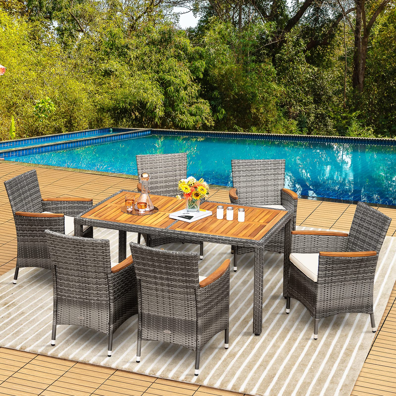 Tangkula 9 piece outdoor dining set deals