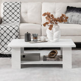 Tangkula 2-Tier Coffee Table, Center Cocktail Table with Large Tabletop & 5 Support Legs