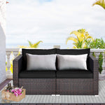 Wicker Loveseat 2 Piece - Tangkula