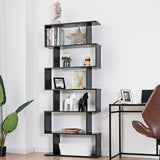 6 Shelf Bookcase, Modern S-Shaped Z-Shelf Style Bookshelf