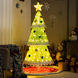 Tangkula 4.6 FT Lighted Pop-up Christmas Tree, Collapsible Artificial Xmas Tree