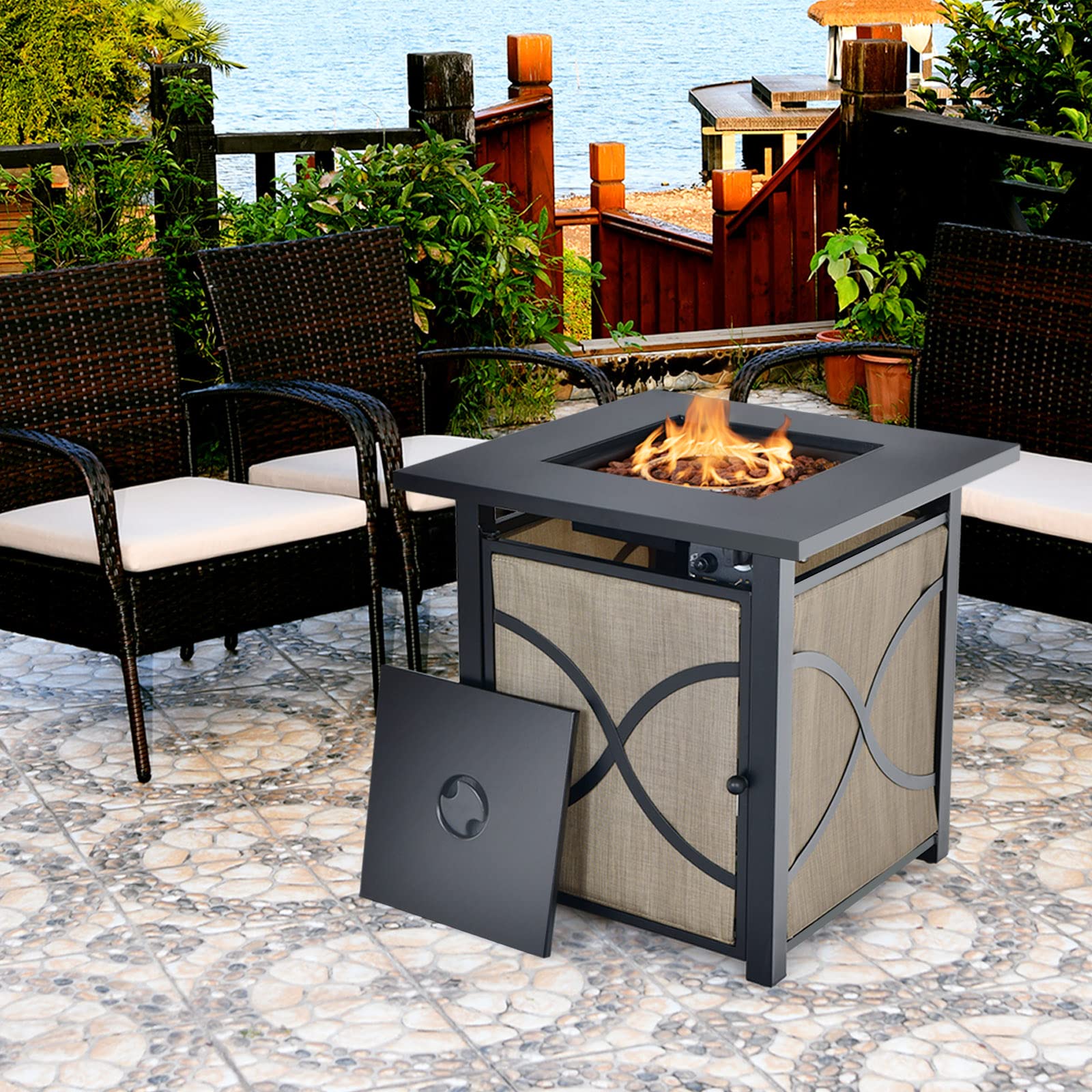 25-Inch Propane Fire Pit Table - Tangkula
