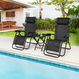 Tangkula 3 Pieces Outdoor Zero Gravity Chair Set, Folding Reclining Lounge Chair with Adjustable Backrest