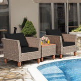 3 Piece Patio Furniture Set, Outdoor Wicker Rattan Bistro Sofa Set